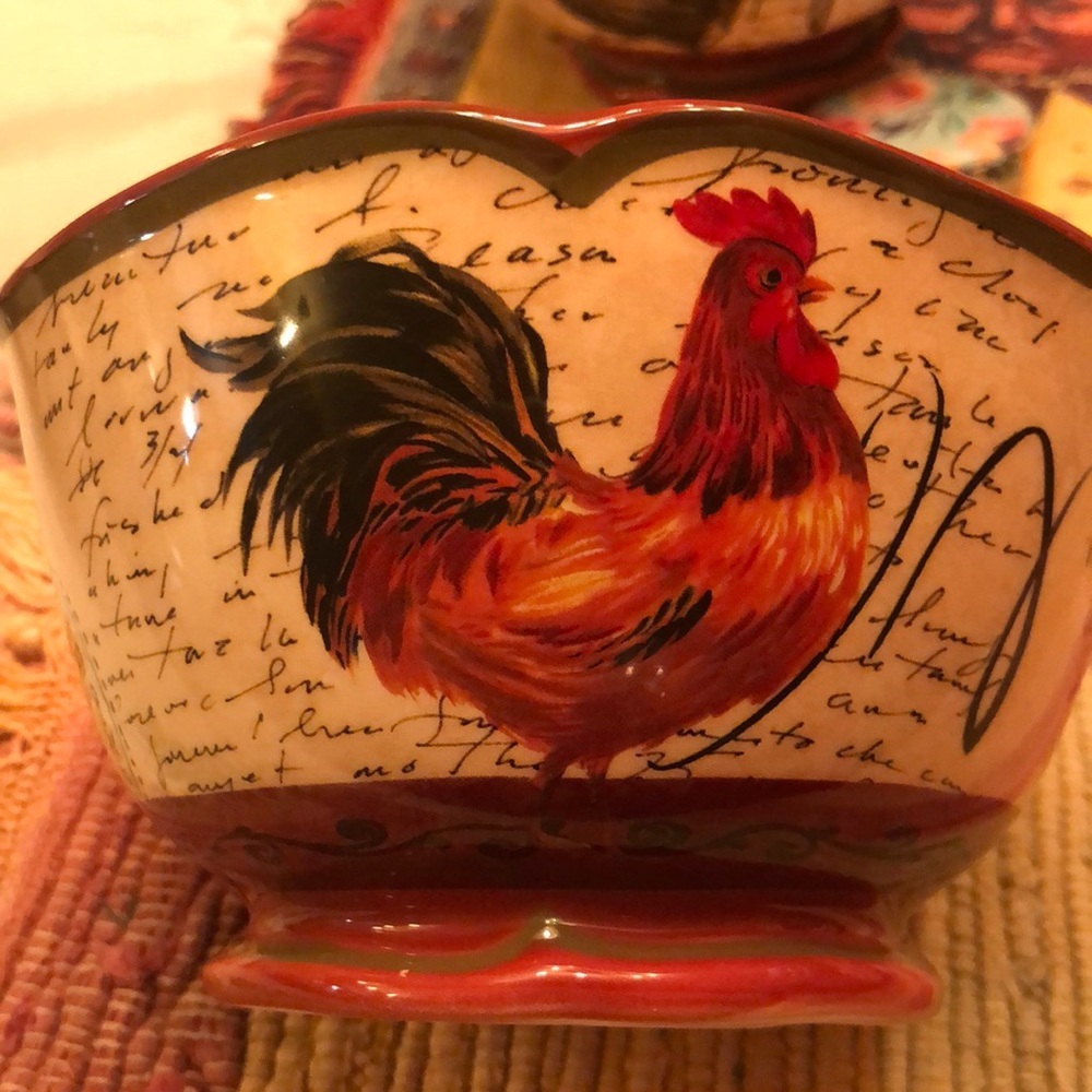 Certified International~Tuscan Rooster~Pamela Gladding~Individual Ice Cream Dish